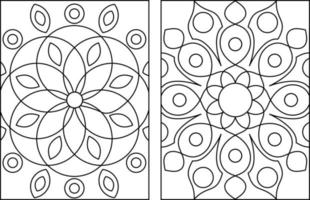 página para colorir mandala de flores fácil vetor