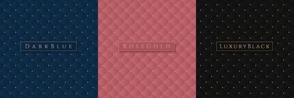 conjunto de luxo abstrato em preto, rosa, azul escuro quadrado e pontos dourados vetor