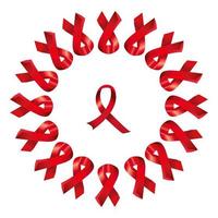 conjunto de fitas de conscientização do dia de AIDS isolado ícone vetor