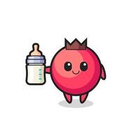 personagem de desenho animado de cranberry bebê com garrafa de leite vetor