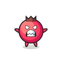 expressão colérica do personagem mascote do cranberry vetor
