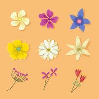 bela coleção de ícones de flores vetor