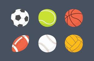 futebol, basquete, beisebol, tênis, vôlei, bolas de pólo aquático. vetor