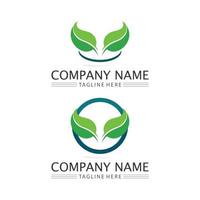 folha e logotipo da árvore da natureza para ecologia de planta verde de vetor de negócios