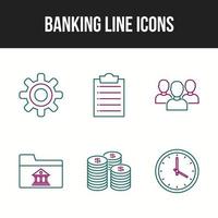 6 belo conjunto de ícones de vetor de linha bancária