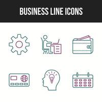 Conjunto de 6 ícones de vetor de linha de negócios exclusivo