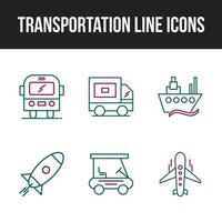 conjunto de ícones de transporte de ícones de linha exclusivos vetor