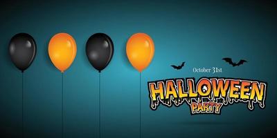 banner de festa de halloween feliz com decoração de balões. ilustrador vetor