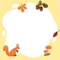 Esquilo. moldura de vetor na forma de um ponto com elementos do outono