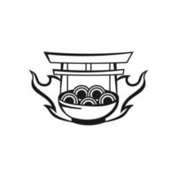 comida japonesa logotipo modelo design ícone ilustração vetorial. vetor