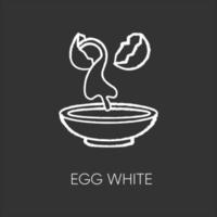 ícone de giz de clara de ovo branco em fundo preto vetor