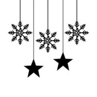 flocos de neve sagacidade estrelas Natal pendurado ícone isolado vetor