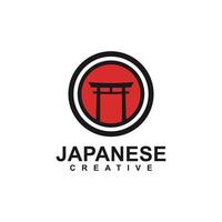 torii logo cultura japonesa, modelo deign ilustração vetorial de ícone. vetor