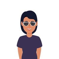 Ícone de personagem de avatar de mulher bonita com óculos de sol vetor