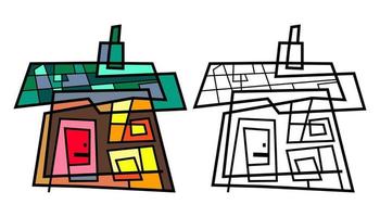 doodle de casa de campo de aldeia rural abstrato vetor