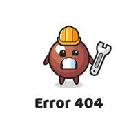 erro 404 com a mascote da bola de chocolate fofa vetor