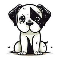 ilustração do uma fofa pug cachorro sentado em uma branco fundo vetor