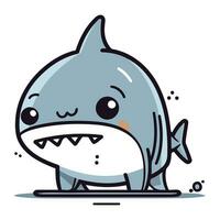 fofa desenho animado Tubarão. vetor ilustração do uma fofa desenho animado Tubarão.