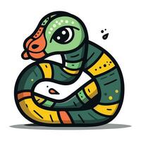 fofa verde serpente com uma livro. vetor ilustração dentro desenho animado estilo.