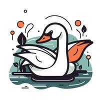 vetor ilustração do uma cisne em a lago. linha arte estilo.