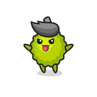 personagem durian travesso em pose de zombaria vetor