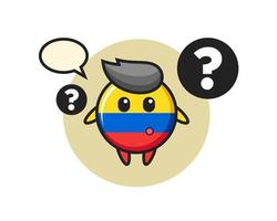 ilustração dos desenhos animados do distintivo da bandeira da Colômbia com o ponto de interrogação vetor