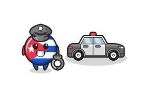 desenho animado mascote da bandeira de cuba como policial vetor