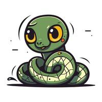 fofa desenho animado serpente. vetor ilustração isolado em uma branco fundo.