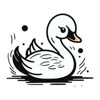 vetor ilustração do uma cisne em uma branco fundo. rabisco estilo.