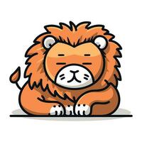 desenho animado fofa leão. vetor ilustração do uma fofa desenho animado leão.