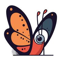 borboleta com grande olhos. vetor ilustração dentro desenho animado estilo.