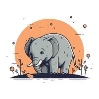 elefante. vetor ilustração dentro plano estilo em a tema do natureza.
