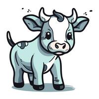 fofa desenho animado vaca isolado em uma branco fundo. vetor ilustração.