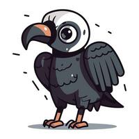 ilustração do uma fofa Preto abutre desenho animado personagem em branco fundo vetor