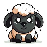 fofa pequeno cachorro com uma ovelha face. vetor desenho animado ilustração.