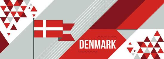 Dinamarca nacional ou independência dia bandeira Projeto para país celebração. bandeira do Dinamarca com moderno retro Projeto e abstrato geométrico ícones. vetor ilustração.
