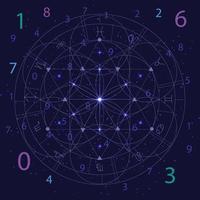 conceito de astrologia e numerologia com números no céu estrelado vetor