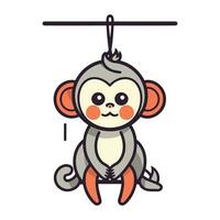 fofa desenho animado macaco personagem sentado em uma corda. vetor ilustração.