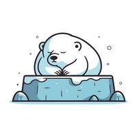fofa desenho animado polar Urso dormindo em a gelo. vetor ilustração.