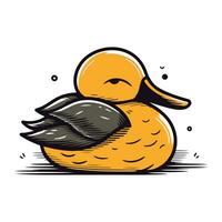 amarelo borracha Pato em branco fundo. vetor ilustração dentro esboço estilo.