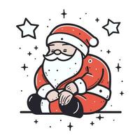 vetor ilustração do santa claus sentado em a chão. Natal e Novo ano ícone.