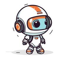 astronauta com fones de ouvido. vetor ilustração. fofa desenho animado personagem.