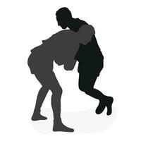 imagem do silhuetas sambo atletas dentro sambo luta livre, combate sambo, duelo, lutar, briga, luta, briga, briga, jiu jitsu. marcial arte, espírito esportivo vetor