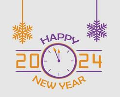 2024 feliz Novo ano feriado abstrato roxa e laranja Projeto vetor logotipo símbolo ilustração com cinzento fundo