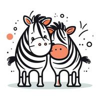 zebra casal. mão desenhado vetor ilustração dentro rabisco estilo.