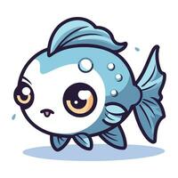 fofa peixe desenho animado mascote personagem. vetor ilustração.