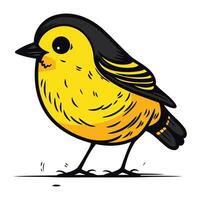 ilustração do uma fofa pequeno amarelo pássaro em uma branco fundo. vetor