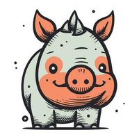 fofa rinoceronte desenho animado personagem. vetor ilustração em branco fundo.