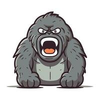 Bravo gorila desenho animado mascote personagem vetor ilustração.