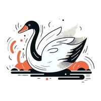 vetor mão desenhado ilustração do uma cisne em uma branco fundo.